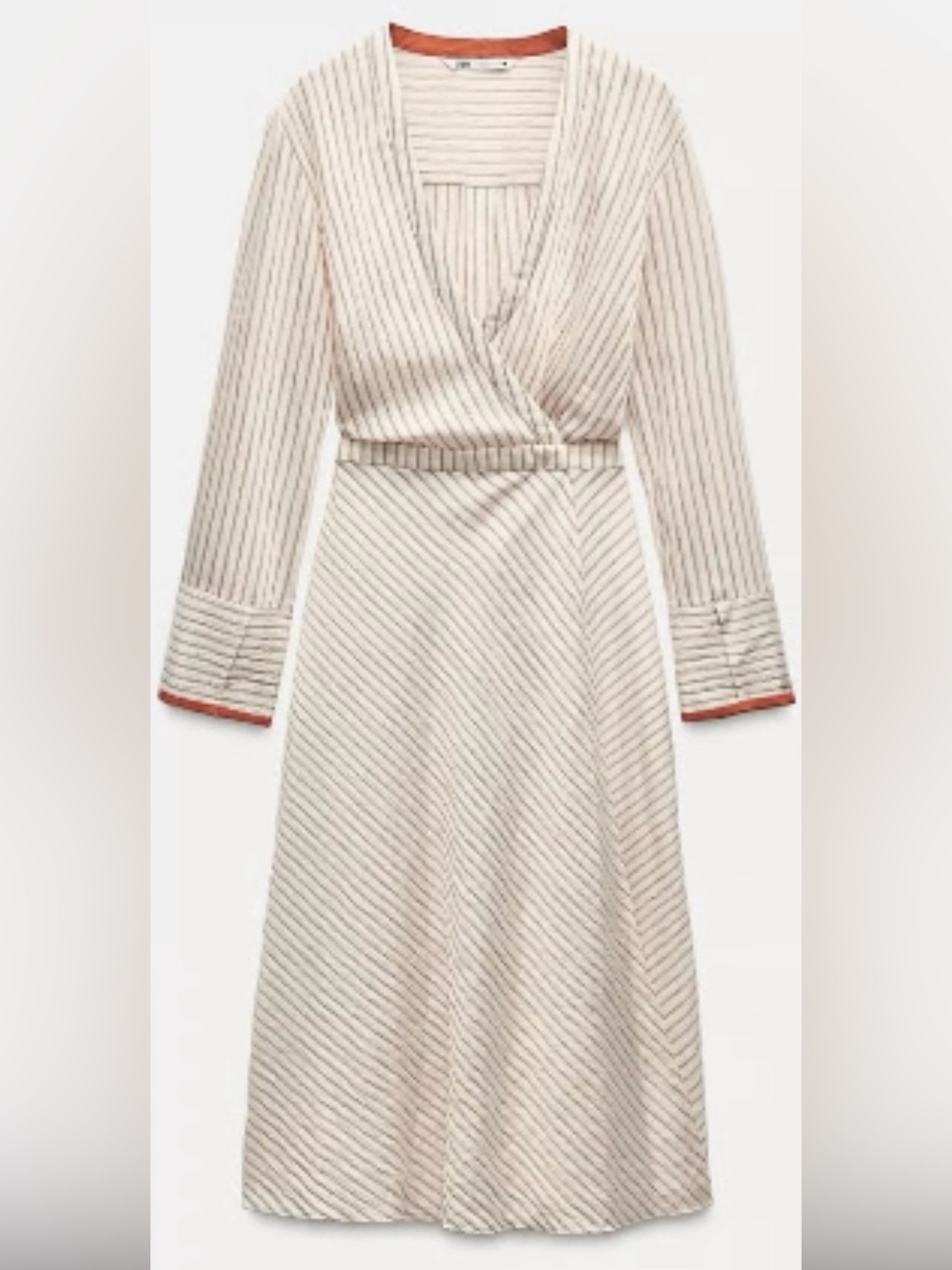 Zara ZW Collection Contrast Striped Wrap Dress Yellow Cuffs